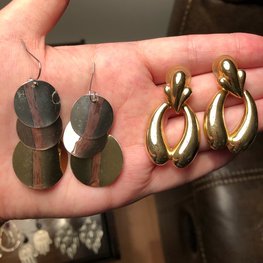 8 Pair Lot // Statement Hook Dangle Earrings // D… - image 8